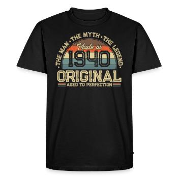 Millésime 1940 : 84e anniversaire légendaire - T-shirt Premium bio Homme - noir - Devant - Nico (187cm)
