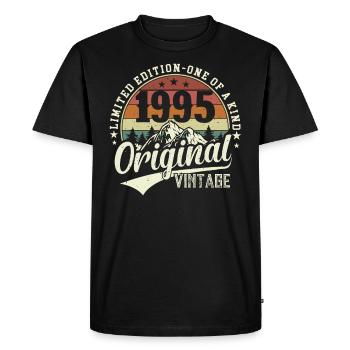 Légendaire 1995 - Ambiance rétro intemporelle - T-shirt Premium bio Homme - noir - Devant - Nico (187cm)