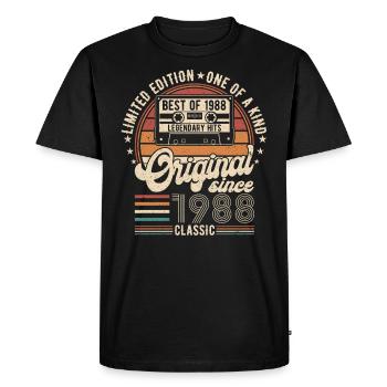 Surprise d’anniversaire Vintage emblématique de 1988 - T-shirt Premium bio Homme - noir - Devant - Nico (187cm)