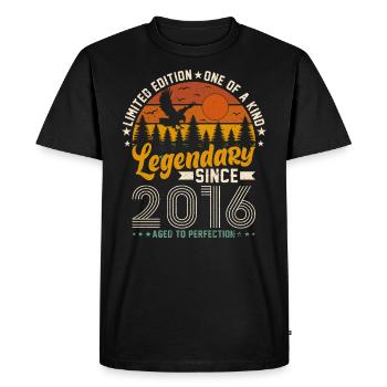 Millésime 2016 - Surprise d’anniversaire rétro - T-shirt Premium bio Homme - noir - Devant - Nico (187cm)