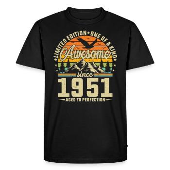 1951 : Chemise d’anniversaire rétro légendaire - T-shirt Premium bio Homme - noir - Devant - Nico (187cm)