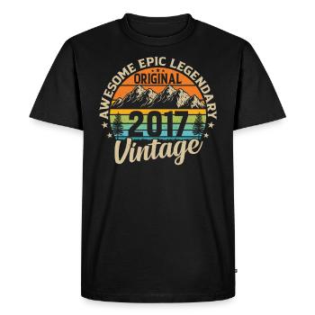 Millésime 2017 - Cadeau d’anniversaire unique - T-shirt Premium bio Homme - noir - Devant - Nico (187cm)