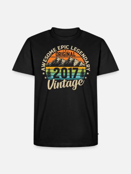 Millésime 2017 - Cadeau d’anniversaire unique - T-shirt Premium bio Homme - noir