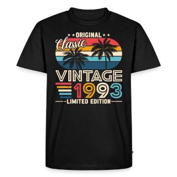 Légendaire 1993 : Chemise d’anniversaire rétro - T-shirt Premium bio Homme - noir - Devant - Nico (187cm)