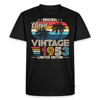 1953 - L’élégance intemporelle - T-shirt Premium bio Homme - noir - Devant - Nico (187cm)