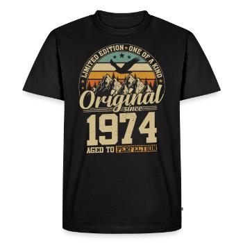 1974 Vintage anniversaire Tee - T-shirt Premium bio Homme - noir - Devant - Nico (187cm)