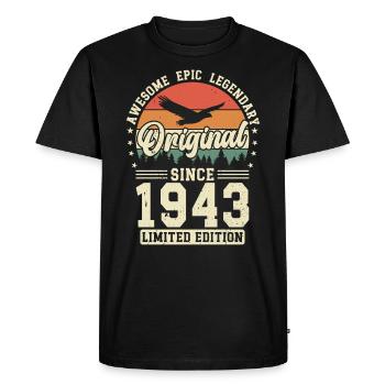 1943 : Intemporellement légendaire - T-shirt Premium bio Homme - noir - Devant - Nico (187cm)