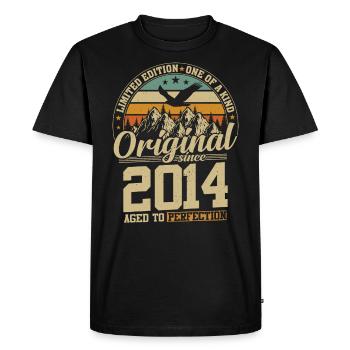 10 ans Vintage Anniversaire 2014 - T-shirt Premium bio Homme - noir - Devant - Nico (187cm)