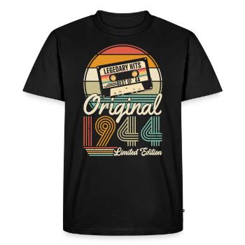 Vintage 80th Birthday Retro Style - Men's Premium Organic T-Shirt - black - Front - Nico (187cm)