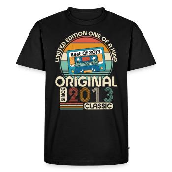 Anniversaire rétro Anniversaire 2013 - T-shirt Premium bio Homme - noir - Devant - Nico (187cm)