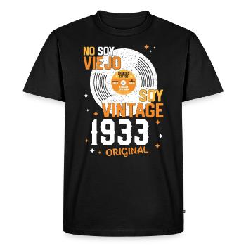 Millésime 90e anniversaire 1933 - T-shirt Premium bio Homme - noir - Devant - Nico (187cm)