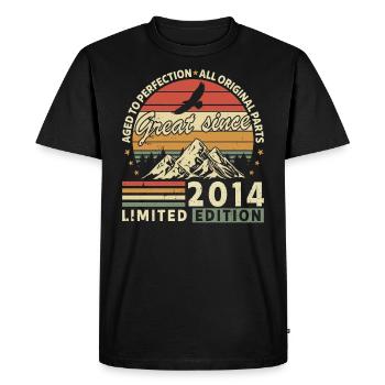 Surprise d’anniversaire Millésime 2014 - T-shirt Premium bio Homme - noir - Devant - Nico (187cm)