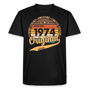 Vintage 1974 Birthday Gift Retro Style - Men's Premium Organic T-Shirt - black - Front - Nico (187cm)