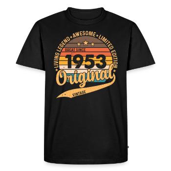 70th Birthday Vintage 1953 - Men's Premium Organic T-Shirt - black - Front - Nico (187cm)