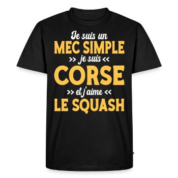 Mec Simple Humour Corse Amateur De Squash - T-shirt Premium bio Homme - noir - Devant - Nico (187cm)