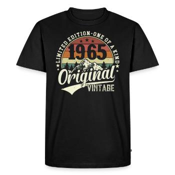 Vintage 1965 anniversaire Surprise - T-shirt Premium bio Homme - noir - Devant - Nico (187cm)