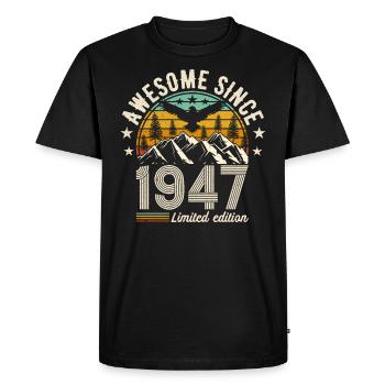 Millésime 77e anniversaire 1947 - T-shirt Premium bio Homme - noir - Devant - Nico (187cm)
