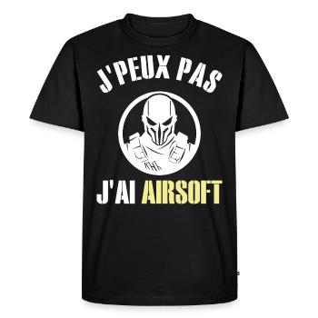 Je Peux Pas J'Ai Airsoft Humour Airsofteur - T-shirt Premium bio Homme - noir - Devant - Nico (187cm)