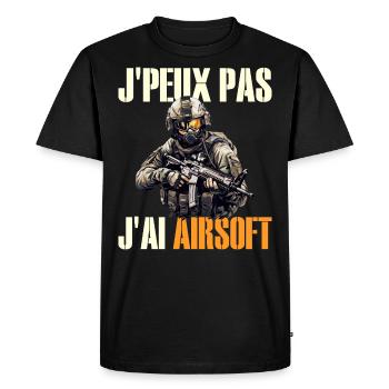 Je Peux Pas J'Ai Airsoft Humour Airsofteur - T-shirt Premium bio Homme - noir - Devant - Nico (187cm)