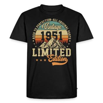 Anniversaire 73 - Style rétro Vintage 1951 - T-shirt Premium bio Homme - noir - Devant - Nico (187cm)