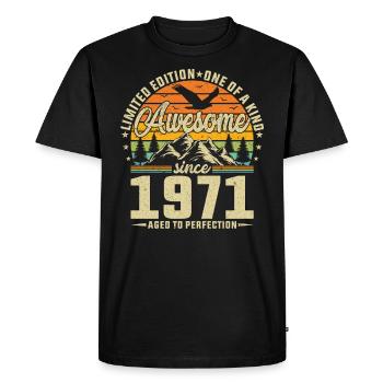 Millésime 1971 - Joie d’anniversaire - T-shirt Premium bio Homme - noir - Devant - Nico (187cm)