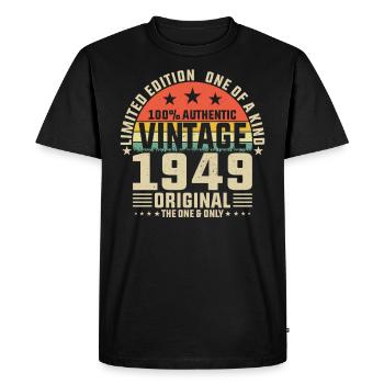 75th Birthday Vintage 1949 - Men's Premium Organic T-Shirt - black - Front - Nico (187cm)