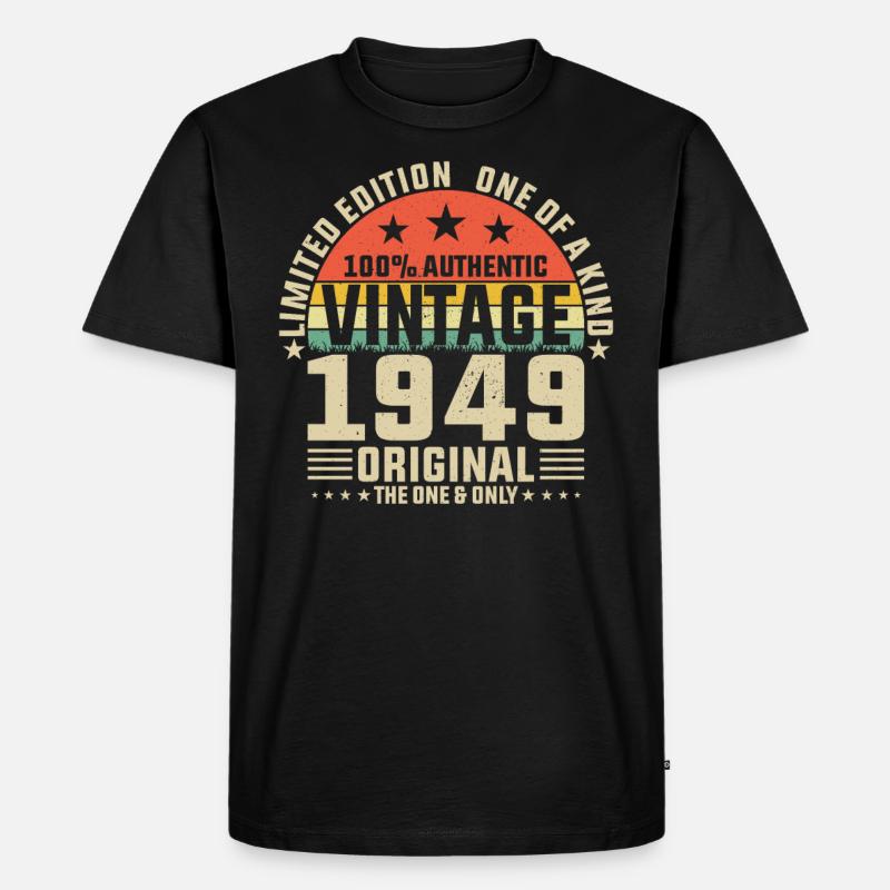 75e anniversaire Millésime 1949 - T-shirt Premium bio Homme - noir
