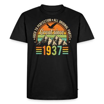 87e anniversaire Vintage rétro 1937 cadeau - T-shirt Premium bio Homme - noir - Devant - Nico (187cm)