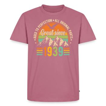 Vintage 85. Geburtstag 1939 - Männer Premium Bio T-Shirt - Mauve - Vorne - Nico (187cm)