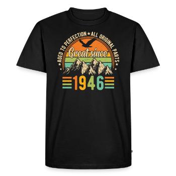 Anniversaire 78 – Millésime Anniversaire 1946 - T-shirt Premium bio Homme - noir - Devant - Nico (187cm)
