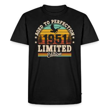 Vintage 73e anniversaire Style rétro 1951 - T-shirt Premium bio Homme - noir - Devant - Nico (187cm)