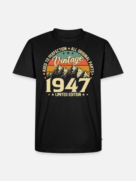 Millésime 1947 Anniversaire - T-shirt Premium bio Homme - noir