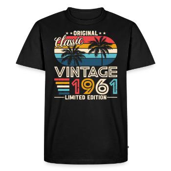 Millésime 1961 - Légendaire 63e anniversaire - T-shirt Premium bio Homme - noir - Devant - Nico (187cm)