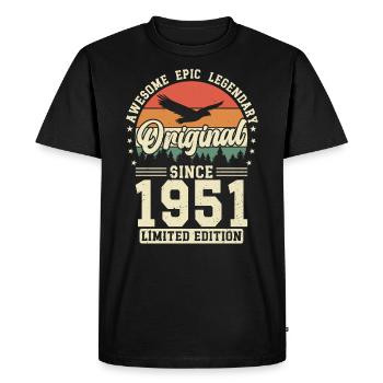 Vintage 1951 - A Legendary Year - Men's Premium Organic T-Shirt - black - Front - Nico (187cm)