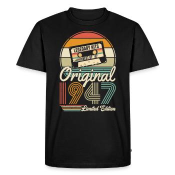 Millésime 1947 - Un 77e anniversaire légendaire ! - T-shirt Premium bio Homme - noir - Devant - Nico (187cm)