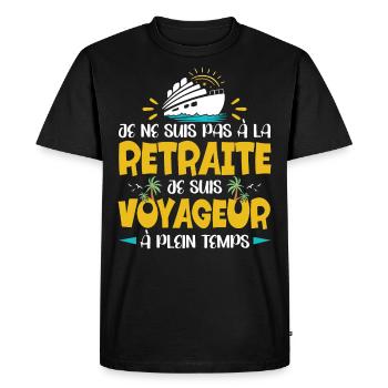Retraité Voyageur Humour Voyage Retraite - T-shirt Premium bio Homme - noir - Devant - Nico (187cm)