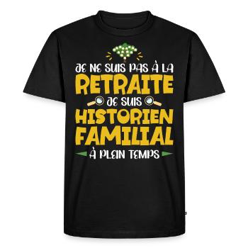 Retraité Humour Arbre Généalogique Retraite - T-shirt Premium bio Homme - noir - Devant - Nico (187cm)