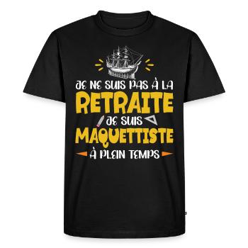 Retraité Maquettiste Humour Miniaturiste Retraite - T-shirt Premium bio Homme - noir - Devant - Nico (187cm)