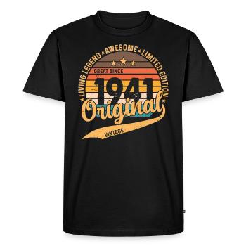 Millésime 1941 - Surprise d’anniversaire rétro - T-shirt Premium bio Homme - noir - Devant - Nico (187cm)