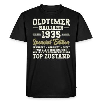 Millésime Anniversaire 1935 - 89 Ans - T-shirt Premium bio Homme - noir - Devant - Nico (187cm)
