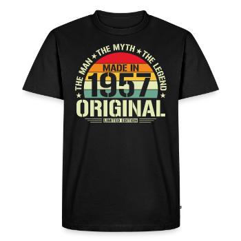 Vintage 1957 - chemise d’anniversaire - Style rétro - T-shirt Premium bio Homme - noir - Devant - Nico (187cm)