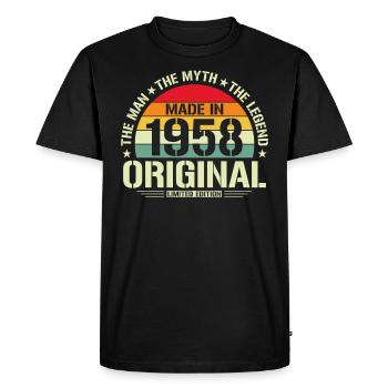 Millésime 1958 - Légendaire 66e anniversaire - T-shirt Premium bio Homme - noir - Devant - Nico (187cm)
