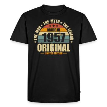 Anniversaire légendaire de 1957 - Style rétro, 67 ans - T-shirt Premium bio Homme - noir - Devant - Nico (187cm)
