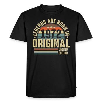 Les légendes naissent en 1972 - T-shirt Premium bio Homme - noir - Devant - Nico (187cm)