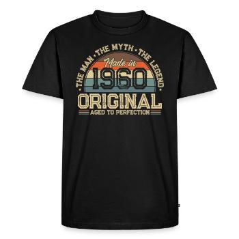 Vintage Anniversaire 1960 - Intemporel Légendaire - T-shirt Premium bio Homme - noir - Devant - Nico (187cm)