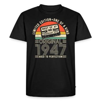 Légendaire 77e anniversaire 1947 - T-shirt Premium bio Homme - noir - Devant - Nico (187cm)