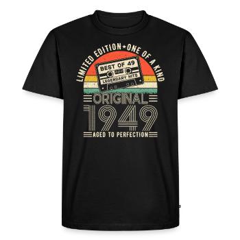 Joie d’anniversaire Vintage 1949 - T-shirt Premium bio Homme - noir - Devant - Nico (187cm)