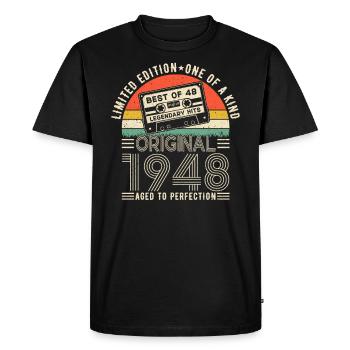 Élégant Vintage 1948 anniversaire Surprise - T-shirt Premium bio Homme - noir - Devant - Nico (187cm)