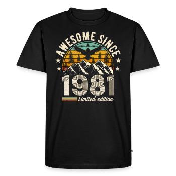 Legendary 43rd Birthday Retro Style 1981 - Men's Premium Organic T-Shirt - black - Front - Nico (187cm)