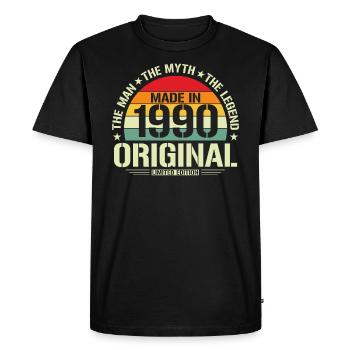 Style rétro d’anniversaire vintage des années 1990 - T-shirt Premium bio Homme - noir - Devant - Nico (187cm)